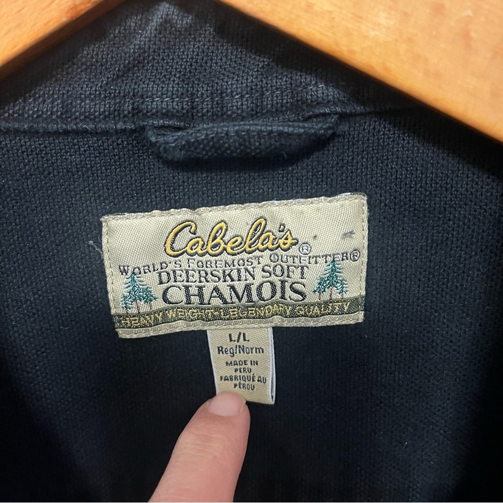 Vintage Cabela’s chamois deerskin soft button down shirt black L - Picture 11 of 11
